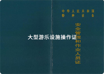 大型游乐设施操作证Y2证书样本